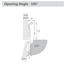 Opening Angle of Winnec 105 Degree Full Overlay Soft Closing Hinge with Mounting Plate