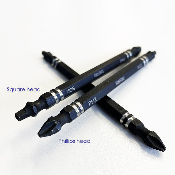 4 Inches Double End Screw Driver Bits - Square & Phillips Heads