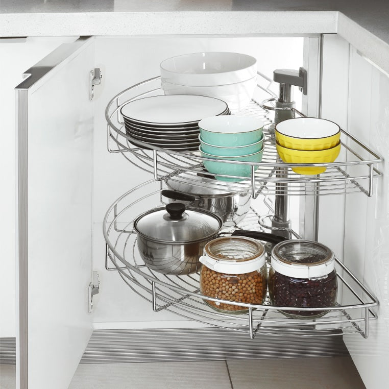 Kitchen Cabinet Storage Rack 180 Degree Revolving Basket