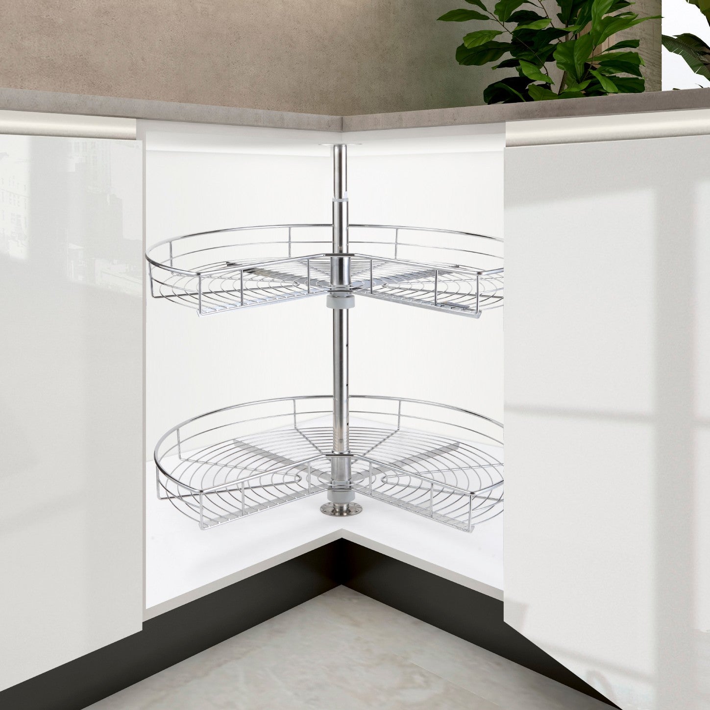 Kitchen Cabinet 270 Degree Swivel Basket Three Quarter Circle