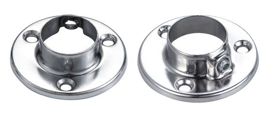 End Support Flange For Round Closet Rod (Polished Chrome)