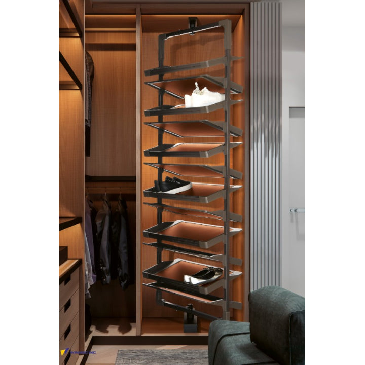 360° Rotating Shoe Rack 2-layer Pull-out Shoe Cabinet Rack height