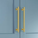 Display of Winnec 563 Series Kitchen Cabinet Handles in Brushed Brass Gold 128mm