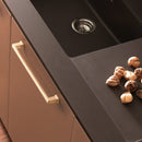 Display of Winnec 566 Series Kitchen Cabinet Drawer Pull in Brushed Brass