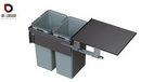 Di Lusso Recycle Center, Metal Lid, Min Width 16-1/4 Inches, Depth 20 inches, Height: 23-1/2 inches, Bins capacity 35L x 2