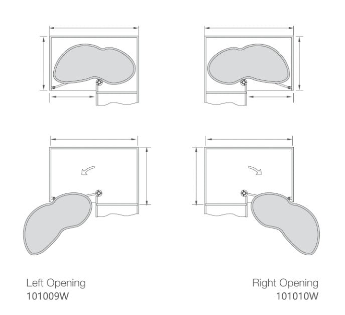 Top View of Kitchen Solution Swing Trays - Kidney Shape