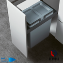Di Lusso Recycle Center, Plastic Lid, Min Width 12-1/4 Inches, Depth 20 inches, Height: 23-1/2 inches, Bins capacity 35L x 1