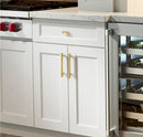 561 Kitchen Hardware in Brushed Gold Mounted on White Cabinet