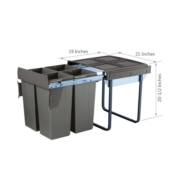 Garbage Bins System - Width 21 Inches (With 4 Bins)