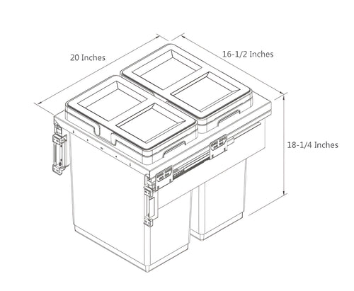 Di Lusso Garbage Bins System - Width 16-1/2 Inches with Plastic Lids 3