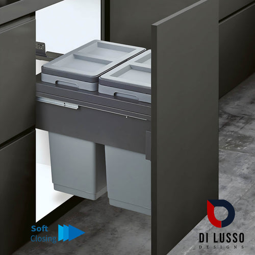 Di Lusso Garbage Bin System Width 16-1/2 with Plastic Lids