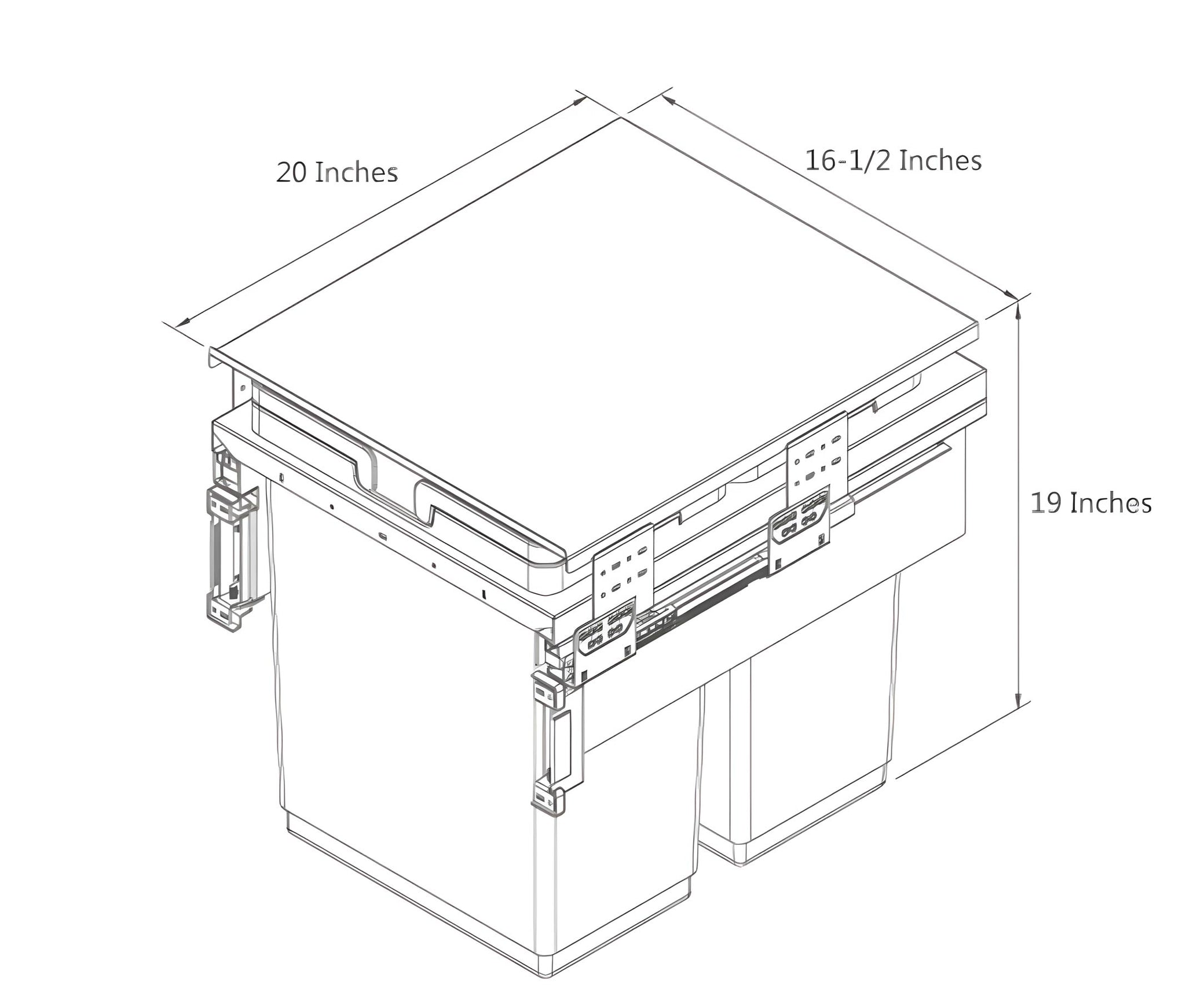 Di Lusso Garbage Bins System - Width 16-1/2 Inches with Build-in Metal Lid