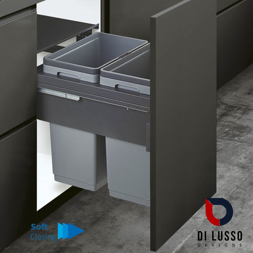Di Lusso Garbage Bins System - Width 16-1/2 Inches with Build-in Metal Lid