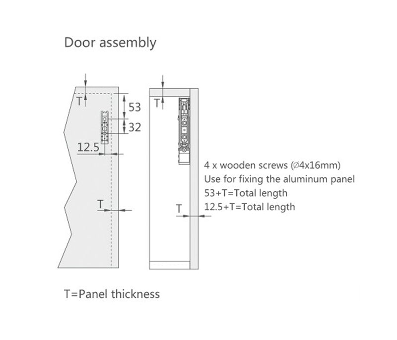 Door Assembly of Winnec Free Stop Lift Up Cabinet Door Stay with Soft-closing and Luxurious Type