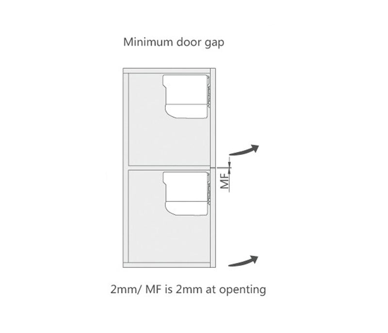 Minimum Door Gap for Winnec Free Stop Lift Up Cabinet Door Stay with Soft-closing and Luxurious Type