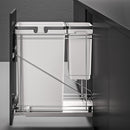 Display of Salice Single 50 qt Garbage Bin Pullout System with 11qt Small Bin