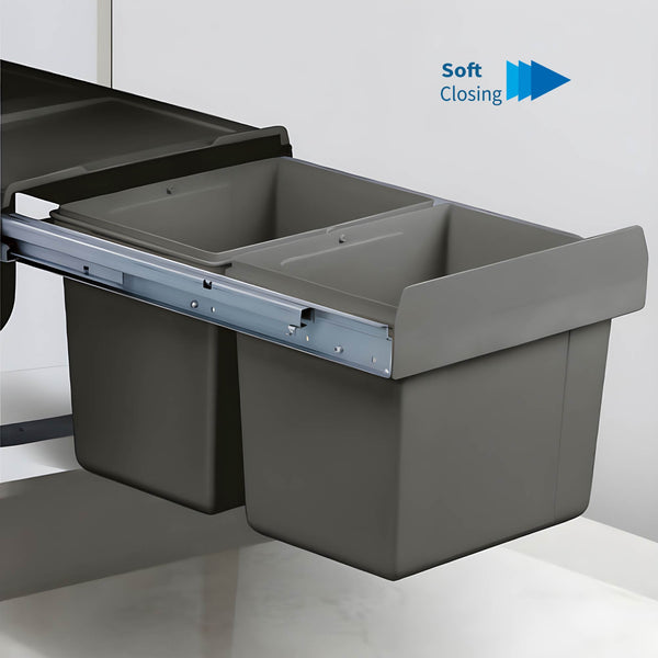 Under Sink Garbage Bin System - Soft Closing