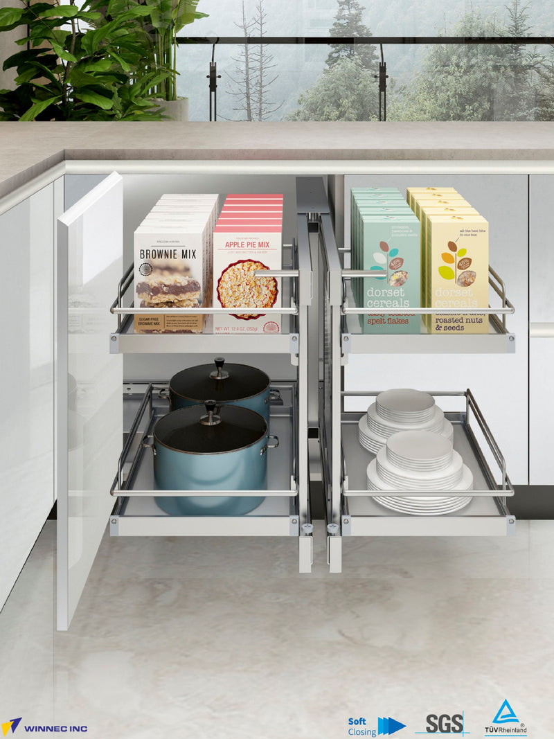 Kitchen Storage Solution Pull Out Blind Corner with Soft Closing System