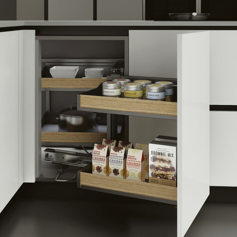 Di Lusso Wooden Kitchen Corner Pull-out Sliding Spice Rack for Cabinet Corners