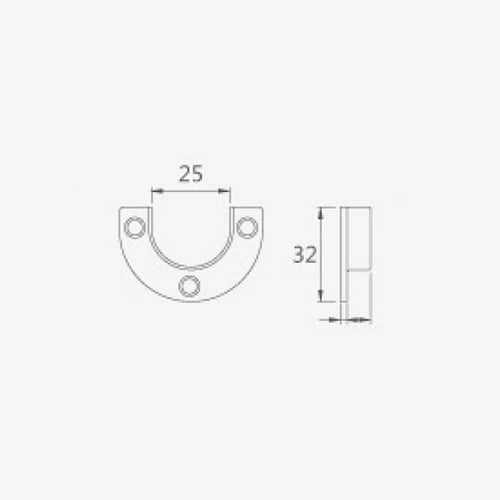 End Support for 1" Round Shape Closet Rod (Half opening) (Sold by Piece) 1